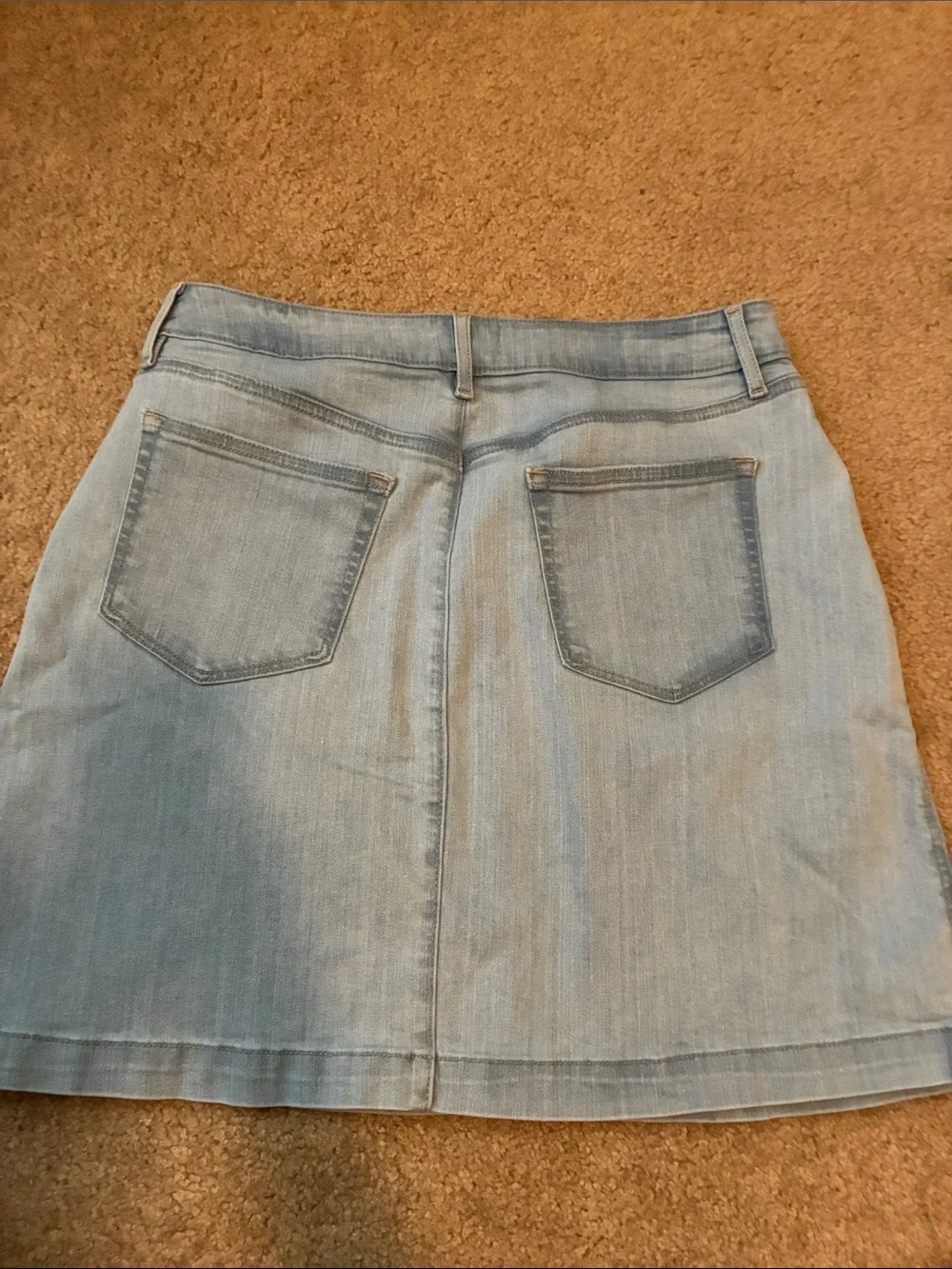 LOFT Light Wash Denim Mini Skirt